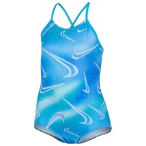 NIke NESSD763 Aurora Swoosh Spiderback Girls Swimsuit - £54.34 GBP