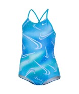 NIke NESSD763 Aurora Swoosh Spiderback Girls Swimsuit - $1,306.58 MXN