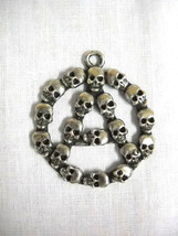 Anarchy A Symbol Human Skulls Pewter Punk Rock Pendant Adjustable Cord Necklace - £7.90 GBP