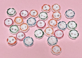 26 Vintage Multi Color Flower Shaped Round Milk Glass Buttons 3/8 inch - £14.15 GBP