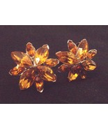 Vintage BOGOFF Screw-back EARRINGS~8 Dark Amber-colored Rhinestones~Both... - $30.00