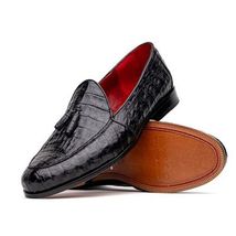 Bianchi Genuine caiman Crocodile Dress Loafers Black image 2