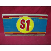 Vintage Slot Machine $1 Glass Insert 15&quot; x 8&quot; Art Glass - £28.12 GBP