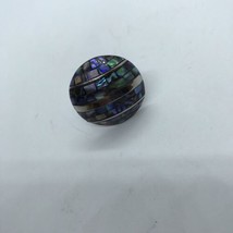 Vtg Inlaid Shell Ring Abalone mosaic Adjustable Artisan - £14.23 GBP