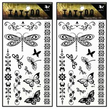Tattoos 2 Sheets Butterfly dragonfly Vine Fantasy Henna Temporary Tattoo Body Ar - £19.17 GBP
