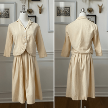 Vintage 50s Yellow Seersucker Stripe Blouse Skirt Outfit Mix and Match XS - $40.32