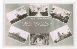 Greetings From Holy Hill Church Monastery Wisconsin 1954 RPPC postcard - £8.93 GBP