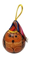 Dried Mate Gourd Owls Ornaments wearing a hat Holiday Christmas nativity - £8.70 GBP