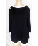 Cable &amp; Gauge Women&#39;s Sweater Tunic Size S   Black/White   Button Accents - £14.80 GBP