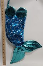 Holiday Time Sequined Auqa Mermaid&#39;s Tail Christmas Stockings 22 in - $26.21 CAD