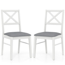 Upholstered Side Dining Chairs Set of 2 with Rubber Wood Frame-White - C... - $2,746.95 MXN