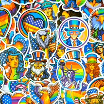 50 PCS Rainbow Independence Day Sticker Pack, American Stickers, LGBTQ D... - £10.79 GBP