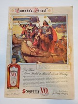 1939 Seagram&#39;s V.O. Whiskey Vintage Print Ad Sieur De La Salle In Boat - $17.50