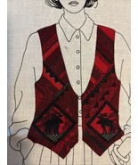 VTG Fabric Panel Cut &amp; Sew Out Of The Woods Vest Sz XS - L Moose Red Pat... - $14.69