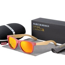 BARCUR Natural Bamboo Sunglasses Men Spring hinge Wooden Sun glasses Women - $25.49