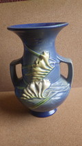 VINTAGE ROSEVILLE ART POTTERY BLUE FREESIA VASE 122-8 AS-IS - €39,37 EUR