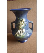 VINTAGE ROSEVILLE ART POTTERY BLUE FREESIA VASE 122-8 AS-IS - $45.00