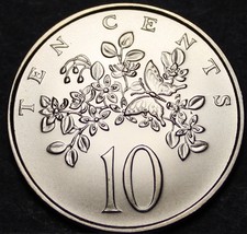 Jamaica 10 Cents, 1972 Matte Gem Unc~RARE~Butterfly in Sprigs~7,982 Mint... - £4.92 GBP