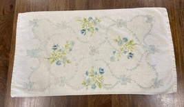 Vintage Cotton Floral Hand Towel USA Springmaid Blue Green 16x28”  Cotton - £5.35 GBP