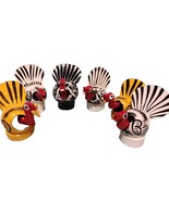 TURKEY Set of 6  Bobble Head Mexican Folk Art Hand Made Cute Toy - £9.20 GBP