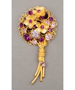 RJ Graziano &quot;Love&#39;s Return&quot; Vintage Violet Rhinestone Bouquet Floral Pin... - £146.96 GBP