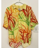 VINTAGE Jams World Hawaiian Button Shirt Mens Large Floral Bright Yellow... - £39.10 GBP