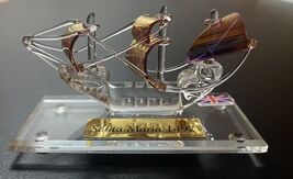 Miniature Crystal Santa Maria 1492 ship Copper  masts clear body Gold Pl... - $7.88