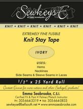 Ivory - 1/2" Fusible Knit Stay Tape SewkeysE Sold by the 25 yard Roll M4... - $9.00