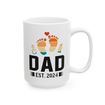 Dad Ceramic Coffee Mug | Perfect Gift for New Dad Est. 2024 | White 15oz - £9.07 GBP