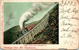 1903 UDB Postcard Mt. Mount Washington NH Greetings Jacob&#39;s Ladder Railway - £7.62 GBP