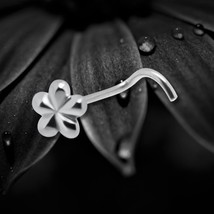 925 Sterling Silver Petal Solid Flower Floral Nose Stud Screw Pin Elegan... - $166.47 MXN