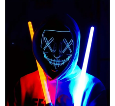 LED Light Up Luminous Mask Halloween Dress Up Costume Horror Mask - £16.23 GBP