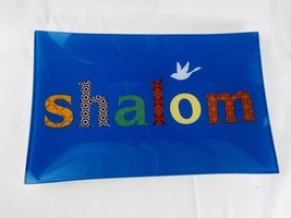 Shalom Glass and Metal Serving Tray Dish - Blue - Dove - 11.5&quot;x7&quot; - $4.56