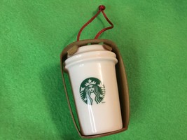 Starbucks logo Ornament Original White Porcelain coffee cup 2014 NEW - $12.86