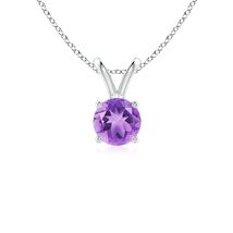 ANGARA 0.45 Ct Natural Amethyst Round Shape Pendant Necklace in Sterling... - $141.55+