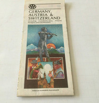 Vintage fold out travel map Germany  Austria Switzerland Czechoslovakia Hungary - £14.76 GBP