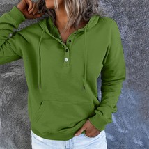 Ket long down sweatshirts pullover v hoodies drawstring button woman hoodie lightweight thumb200