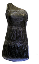 Moonstar Ladies Mini Dress Tulle-Overlay One-Shoulder Black Size S - £23.53 GBP
