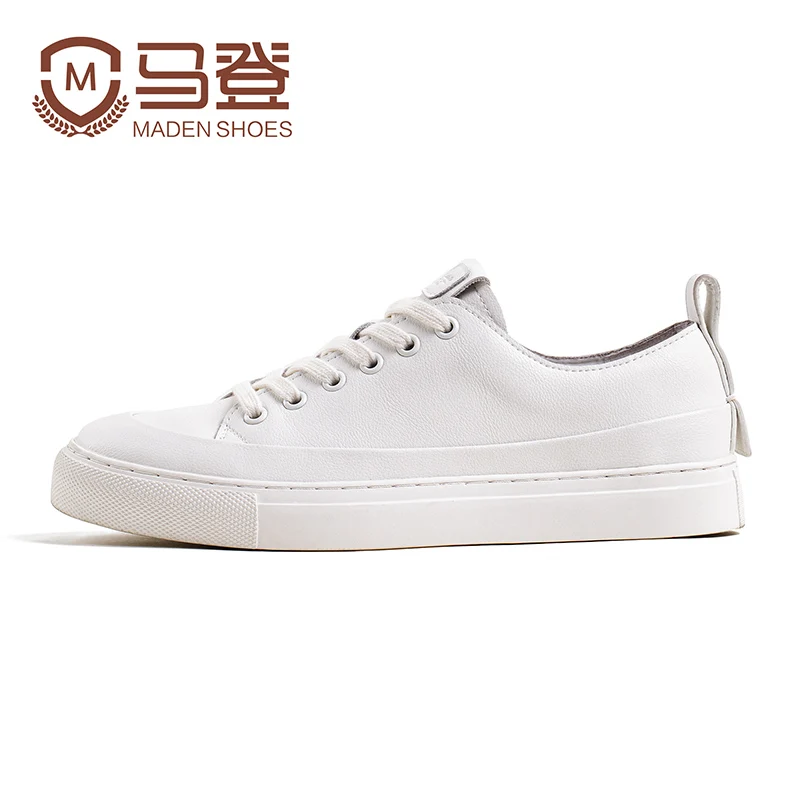  casual leather sport shoes for men white walking work breathable sneakers low top lace thumb200
