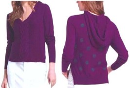 $159 Anthropologie Vintage Flip Side Hoodie Small Purple Polka Dot Wool Cashmere - £50.17 GBP