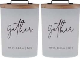 BHG 14.8oz Scented Candle, White Jar, 2-pack [Gather - Cranberry and Molasses] - £27.93 GBP