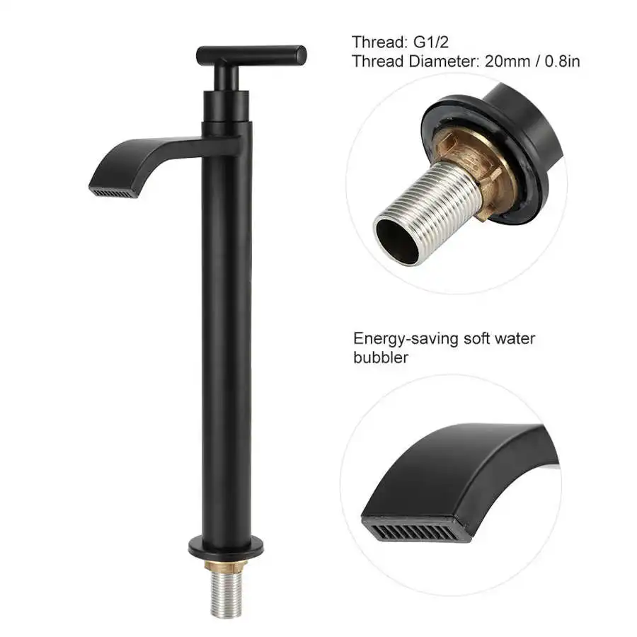 House Home G1/2 304 Stainless Steel Water Tap Single Cold Washbasin Sink Faucet  - £48.75 GBP