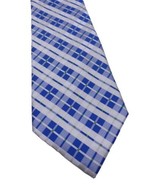Express Silk Tie Silver Gray Bright Blue Windowpane Plaid Preppy Wedding... - $37.18
