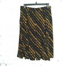 Lularoe Skirt Womens Large Black Gold Paisley Striped Madison Pleated Pockets - £14.18 GBP