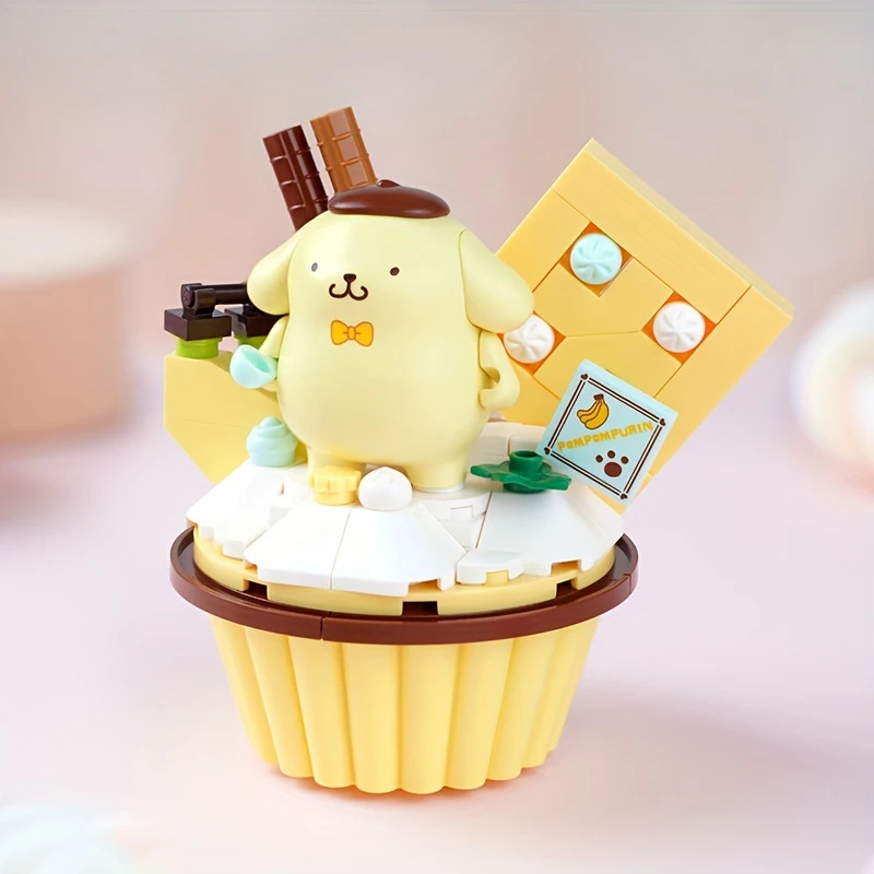 Sanrio Pom Pom Purin Cupcake Building Blocks Cartoon Cute Figure Assemble Model - £15.72 GBP
