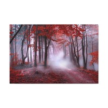 Foggy Autumn Forest Orange Leaves Nature Wilderness Photography Canvas Wall Art - £72.13 GBP+