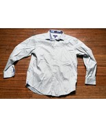 EGARA Gray Blue Herringbone Mens Dress Shirt 17 1/2 XL - $564.50 MXN