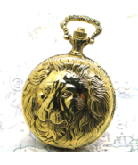 Pocket Watch Gold Color 47 MM for Men LION design with Fob Chain &amp; Gift ... - $25.99