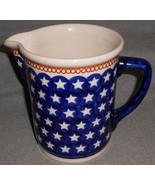 Hand Made BOLESLAWIEC Polish Pottery 5 7/8&quot; tall 32 oz STARS PATTERN PIT... - $595.74 MXN