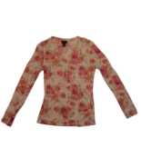 Rue 21 Women&#39;s Flowered Button Down V-Neck Long Sleeve Shirt Size M Cott... - £11.93 GBP